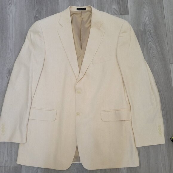Bernhard Altmann Mens Beige Silk Blazer Size 42L Two Button - Picture 2 of 12